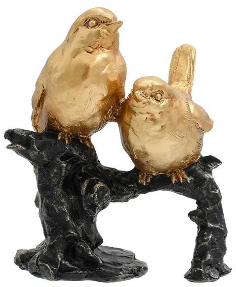 Επιτραπέζιο Διακοσμητικό &quot;Πουλιά σε κλαδί&quot; FL542 Fylliana Polyresin Μαύρο-Χρυσό χρώμα 15x10x17εκ