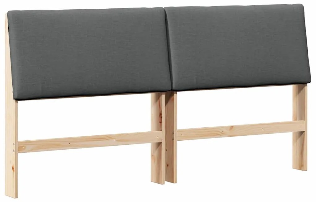 vidaXL Ταπετσαρισμένο κεφαλάρι Σκούρο Γκρι 200 cm Στερεά ξυλεία πεύκου