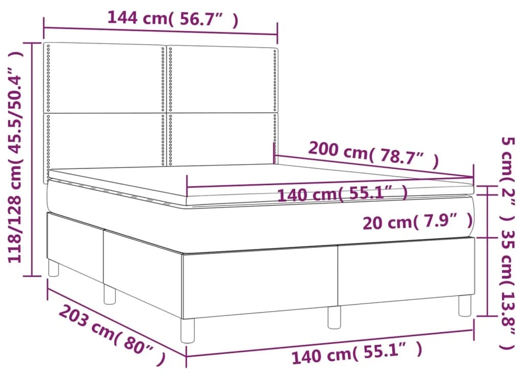 Κρεβάτι Boxspring με Στρώμα Καπουτσίνο 140x200εκ.από Συνθ.Δέρμα - Καφέ