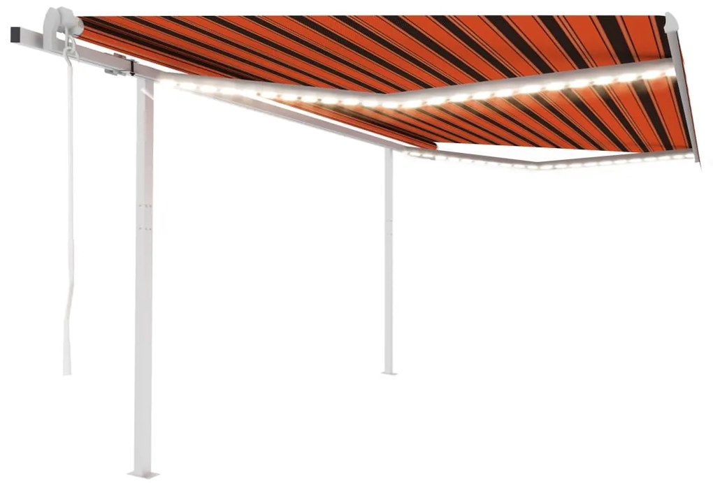 vidaXL Τέντα Αυτόματη με LED &amp; Αισθητήρα Ανέμου Πορτοκαλί/Καφέ 4,5x3 μ