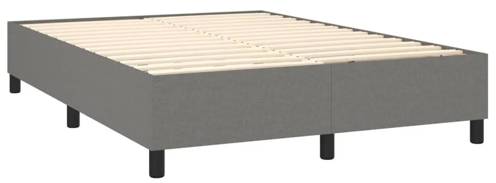 Κρεβάτι Boxspring με Στρώμα &amp; LED Σκ.Γκρι 140x200 εκ Υφασμάτινο - Γκρι