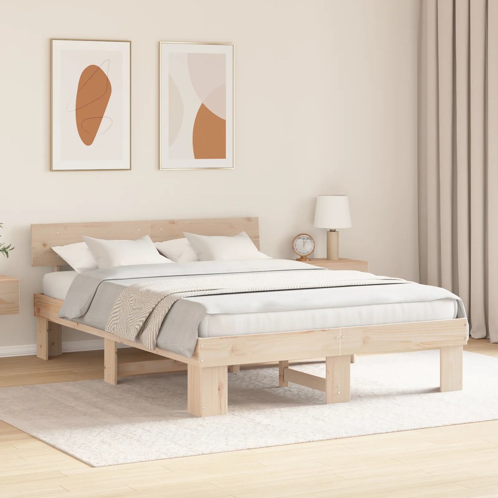 vidaXL Σκελετός Κρεβατιού Καφέ 160 x 200 cm Συμπαγές ξύλο πεύκου