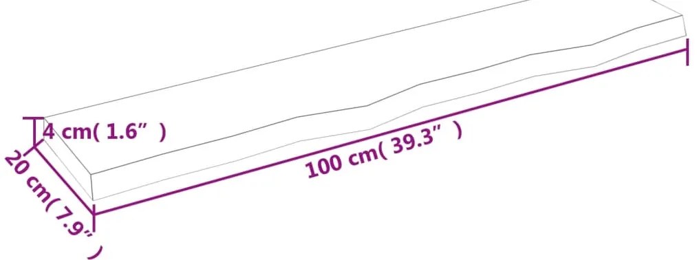 vidaXL Ράφι Τοίχου Ανοιχτό Καφέ 100x20x4 εκ. Επεξεργ. Μασίφ Ξύλο Δρυός