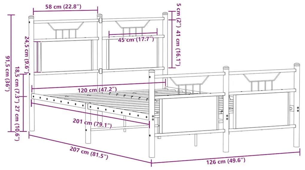 Πλαίσιο Κρεβατιού Χωρ. Στρώμα Καφέ Δρυς 120x200εκ. Επ. Ξύλο - Καφέ