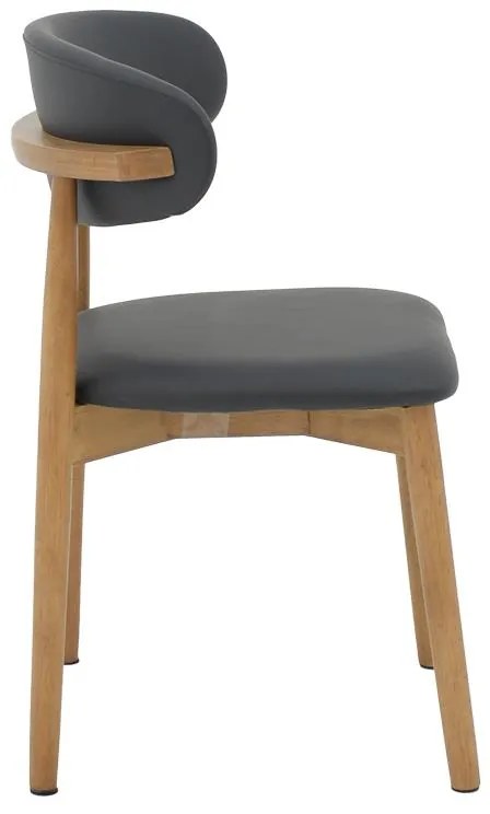 Καρέκλα Ubene rubberwood και pu σε καρυδί και μαύρο απόχρωση 46x58x79εκ 2αδα 46x58x79 εκ.