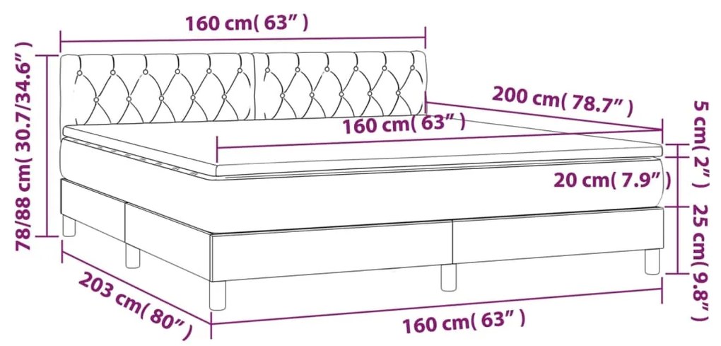 Κρεβάτι Boxspring με Στρώμα Σκούρο Πράσινο 160x200εκ. Βελούδινο - Πράσινο