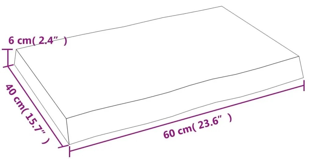 Επιφ Τραπεζιού Αν Καφέ 60x40x(2-6)εκ. Ακατέργ. Μασίφ Ξύλο Δρυός - Καφέ