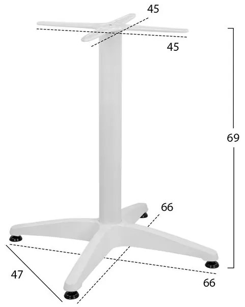 ΒΑΣΗ ΑΛΟΥΜΙΝΙΟΥ 4ΝΥΧΗ 66x66x69Υεκ. ΜΕ ΣΤΑΥΡΟ 45x45εκ. HM448.02 ΛΕΥΚΗ (1 Τεμμάχια)