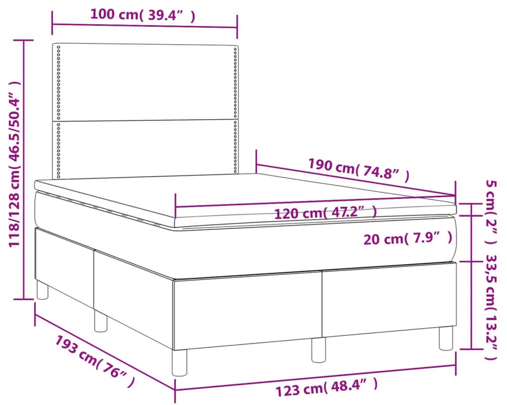 ΚΡΕΒΑΤΙ BOXSPRING ΜΕ ΣΤΡΩΜΑ ΚΡΕΜ 120X190 ΕΚ. ΥΦΑΣΜΑΤΙΝΟ 3269879