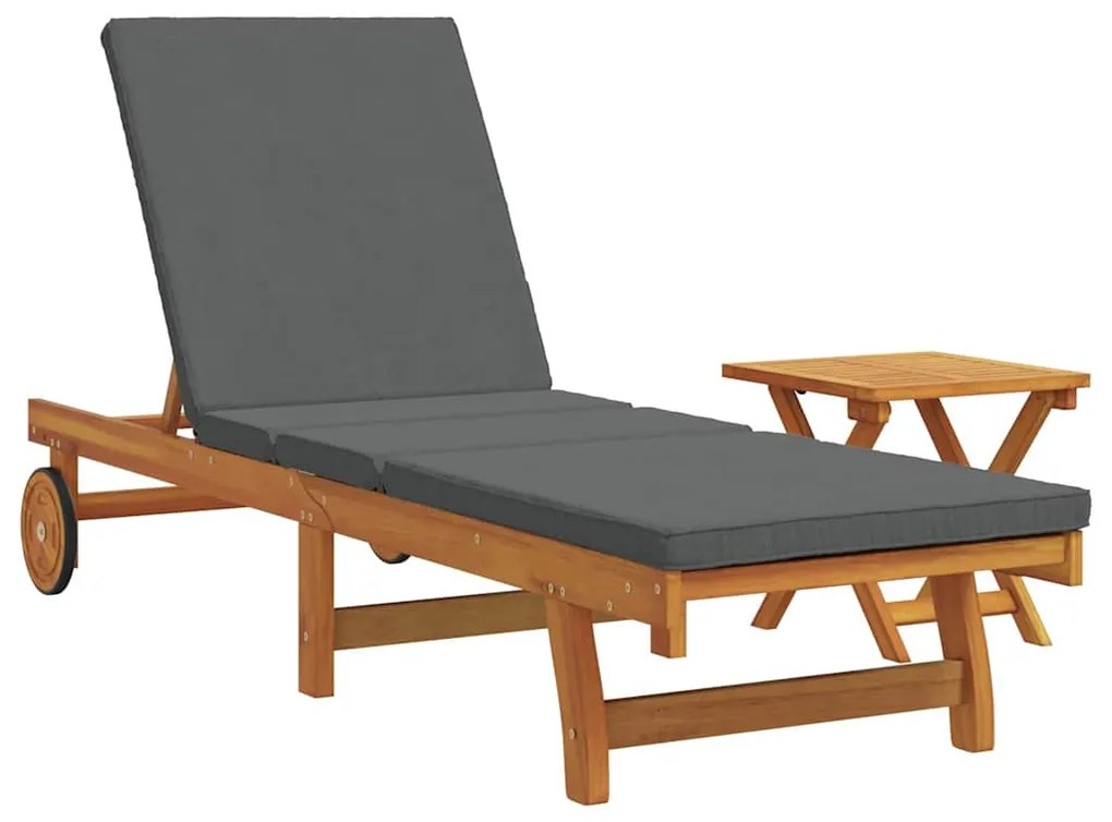 vidaXL Ξαπλώστρα 2 pcs Καφέ 40 x 40 x 40εκ Μασίφ ξύλο ακακίας
