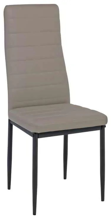 JETTA Καρέκλα Tραπεζαρίας - Μέταλλο Βαφή Μαύρο, Pvc Cappuccino Full K/D - Συσκ.4 40x50x95cm