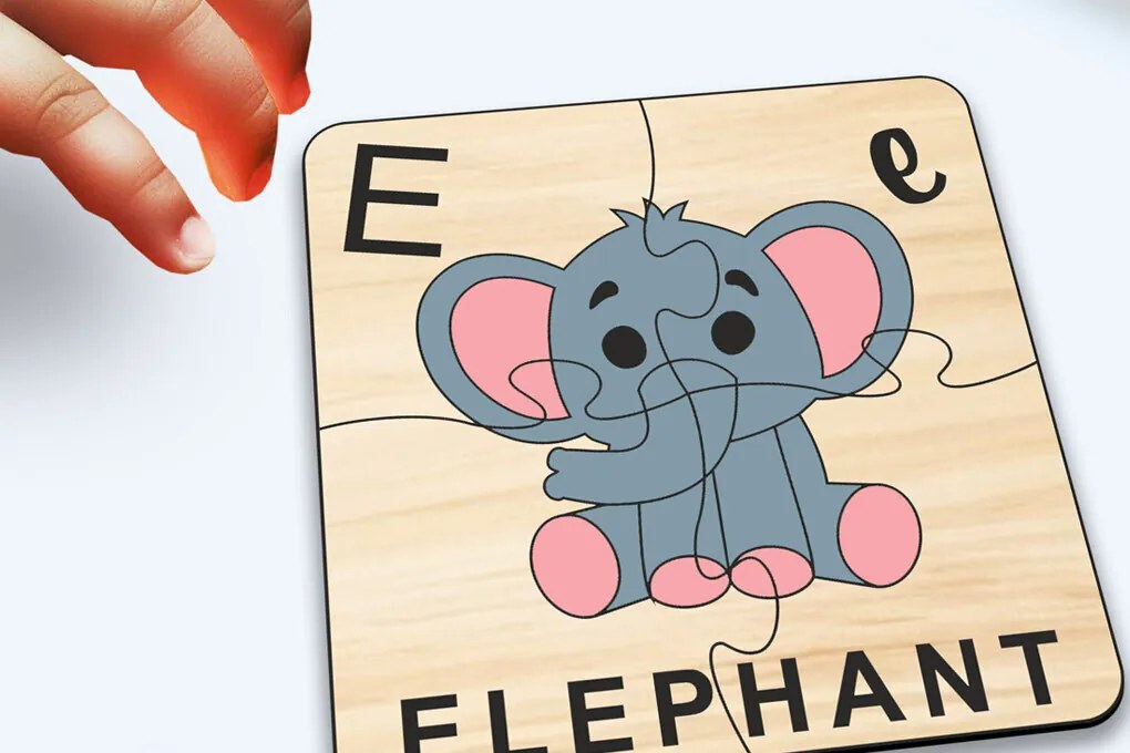 Σετ των 2 Intra απο ξύλο plywood  Χρώμα wenge 3mm-4mm πάχος - Elephant Kid Puzzle Baby Παιχνίδι Child Play Δίασταση 20x20 cm INTRAFABR-32302298