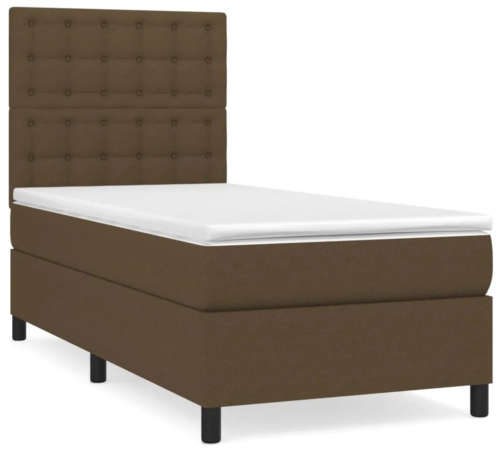 vidaXL Κρεβάτι Boxspring με Στρώμα Σκούρο Καφέ 80x200 εκ. Υφασμάτινο