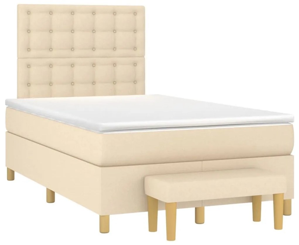 ΚΡΕΒΑΤΙ BOXSPRING ΜΕ ΣΤΡΩΜΑ ΚΡΕΜ 120X190 ΕΚ. ΥΦΑΣΜΑΤΙΝΟ 3270437