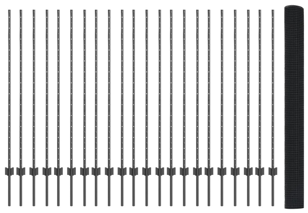 vidaXL Συρμάτινος Φράκτης με 44 U Posts Γκρι 1.4x50 μ Ατσάλι