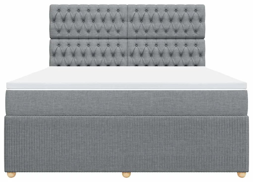 vidaXL Κρεβάτι Boxspring με Στρώμα Ανοιχτό Γκρι 180x200 εκ. Υφασμάτινο
