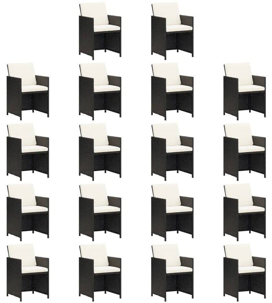vidaXL Σετ Τραπεζαρίας Κήπου 19 τεμ Μαύρο από Συνθ. Ρατάν με Μαξιλάρια