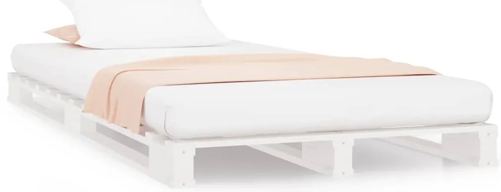 vidaXL Κρεβάτι Παλέτες Λευκό 90x190 Μασίφ Ξύλο Πεύκου Single