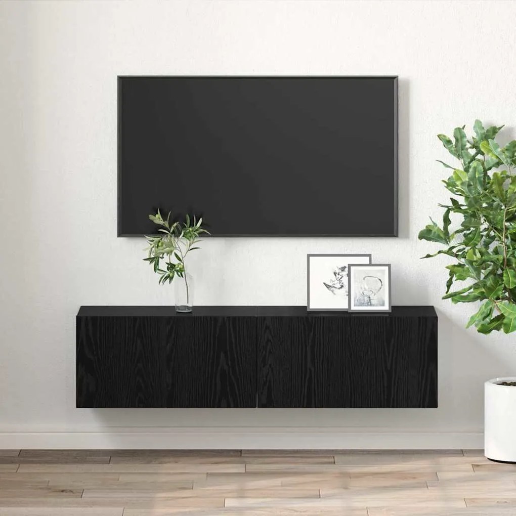 vidaXL Ντουλάπι TV 2 pcs Μαύρο 60 x 30 x 30 cm Επεξεργασμένο ξύλο