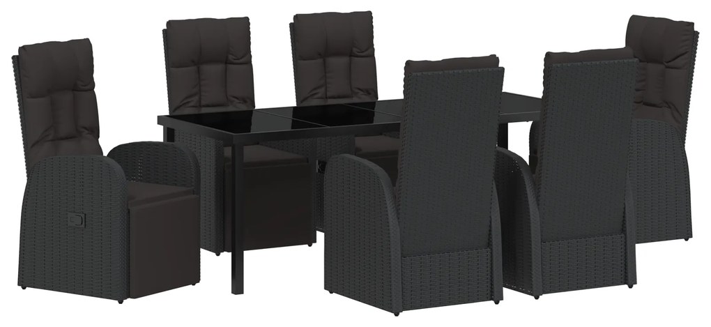 vidaXL Ανακλινόμενες Καρέκλες Κήπου 7 pcs Μαύρο 200 x 80 x 73 εκ