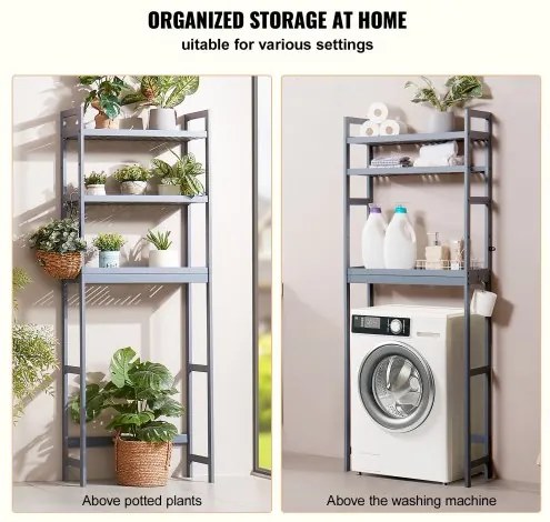 VEVOR Over the Toilet Storage 3-Tier Bathroom Shelf Rack Space Saver Organizer