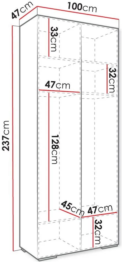 Ντουλάπα δίφυλλη Manhattan-Mauro