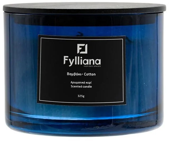 Αρωματικό Κερί FL1180 Fylliana &quot;Βαμβάκι&quot; σε Γυάλινο Βάζο Μπλέ Φ8x10,5 εκ. 8x8x10.5 εκ.
