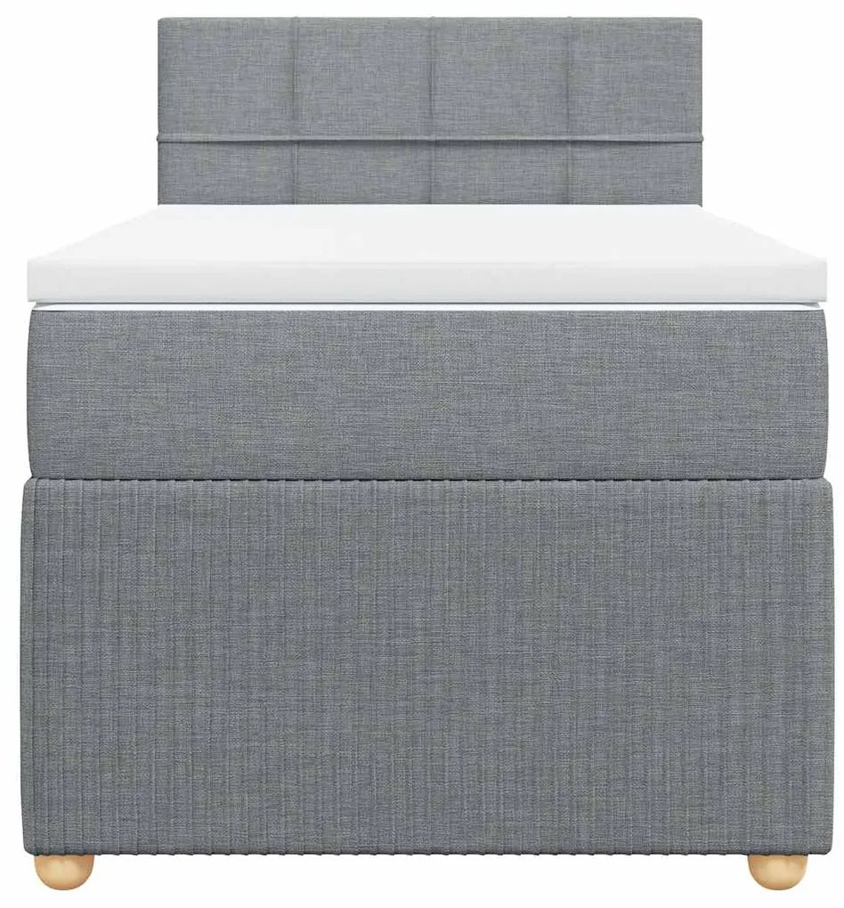 vidaXL Κρεβάτι Boxspring με Στρώμα Ανοιχτό Γκρι 90x190 εκ. Υφασμάτινο