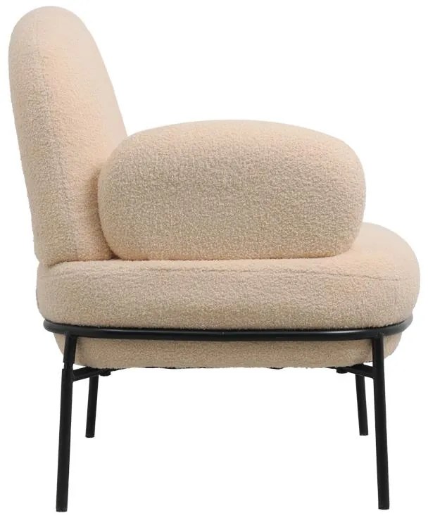 Πολυθρόνα Jaycob μπουκλέ μπεζ-πόδι μαύρο μέταλλο 74x71x83εκ 74x71x83 εκ.