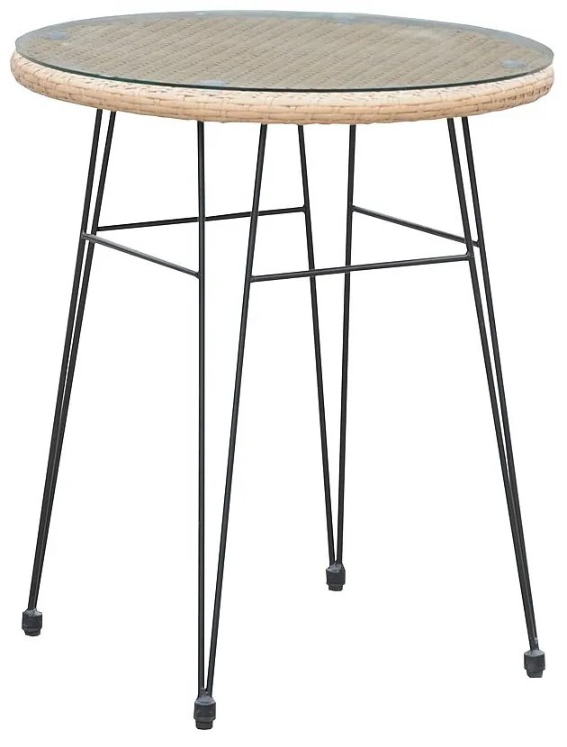 Τραπέζι SALSA Μαύρο/Φυσικό Μέταλλο/Wicker Φ60x70cm