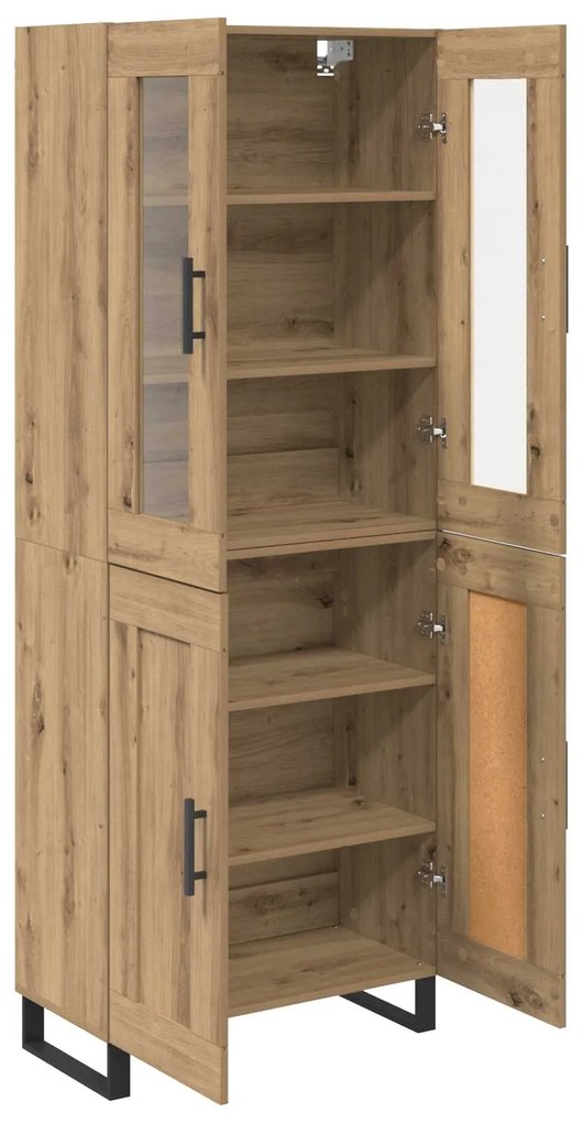 vidaXL Highboard 2 pcs Artisan Oak Σύνθετο Ξύλο και Γυαλί