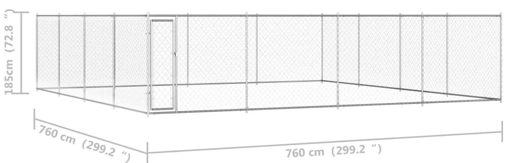 vidaXL Κλουβί Σκύλου Εξωτερικού Χώρου 760x760x185 εκ. Γαλβαν. Ατσάλι