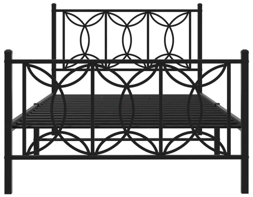 Πλαίσιο Κρεβατιού με Κεφαλάρι&amp;Ποδαρικό Μαύρο 107x20 εκ. Μέταλλο - Μαύρο