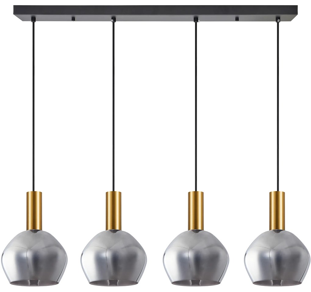 Φωτιστικό Οροφής SE21-GM-4-4BL-GL2 ADEPT TUBE Gold Matt Pendant Smoked Glass+ - 51W - 100W - 77-8587