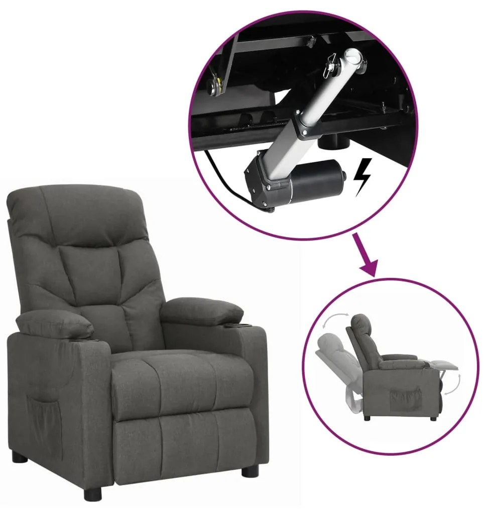 Πολυθρόνα με Ανύψωση Σκούρο Γκρι Υφασμάτινη