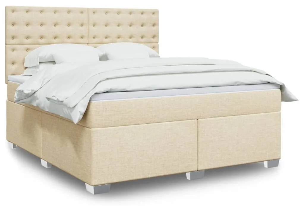 ΚΡΕΒΑΤΙ BOXSPRING ΜΕ ΣΤΡΩΜΑ ΚΡΕΜ 180X200 ΕΚ. ΥΦΑΣΜΑΤΙΝΟ 3290586