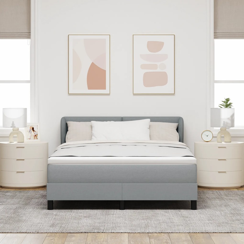 vidaXL Κρεβάτι Box Spring με Στρώμα Γκρί 140x200 εκ Υφάσμα