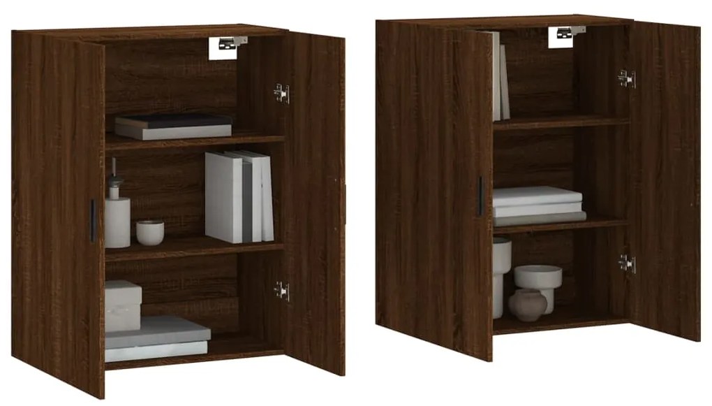 vidaXL Ντουλάπια Τοίχου 2 τεμ. Καφέ Δρυς 69,5 x 34 x 90 εκ.