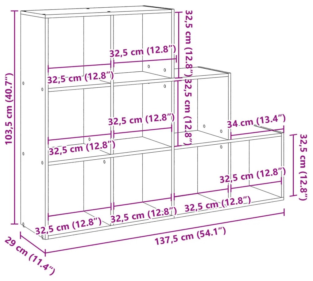 ΒΙΒΛΙΟΘΗΚΗ/ΔΙΑΧΩΡΙΣΤΙΚΟ ΧΩΡΟΥ 3 ΕΠ. 137,5X29X103,5ΕΚ. ΕΠ. ΞΥΛΟ 857976