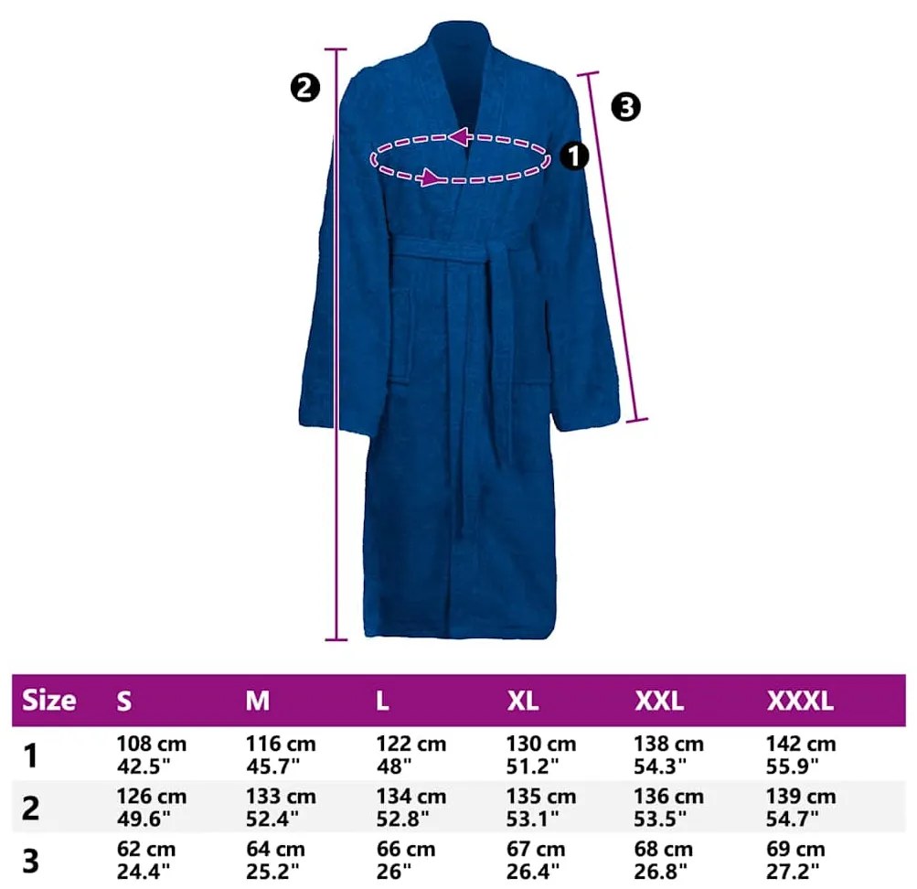 vidaXL Μπουρνούζι KINN Μπλε XXL Βαμβάκι