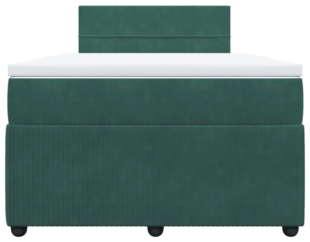 vidaXL Κρεβάτι Boxspring με Στρώμα Σκούρο Πράσινο 120x190εκ. Βελούδινο
