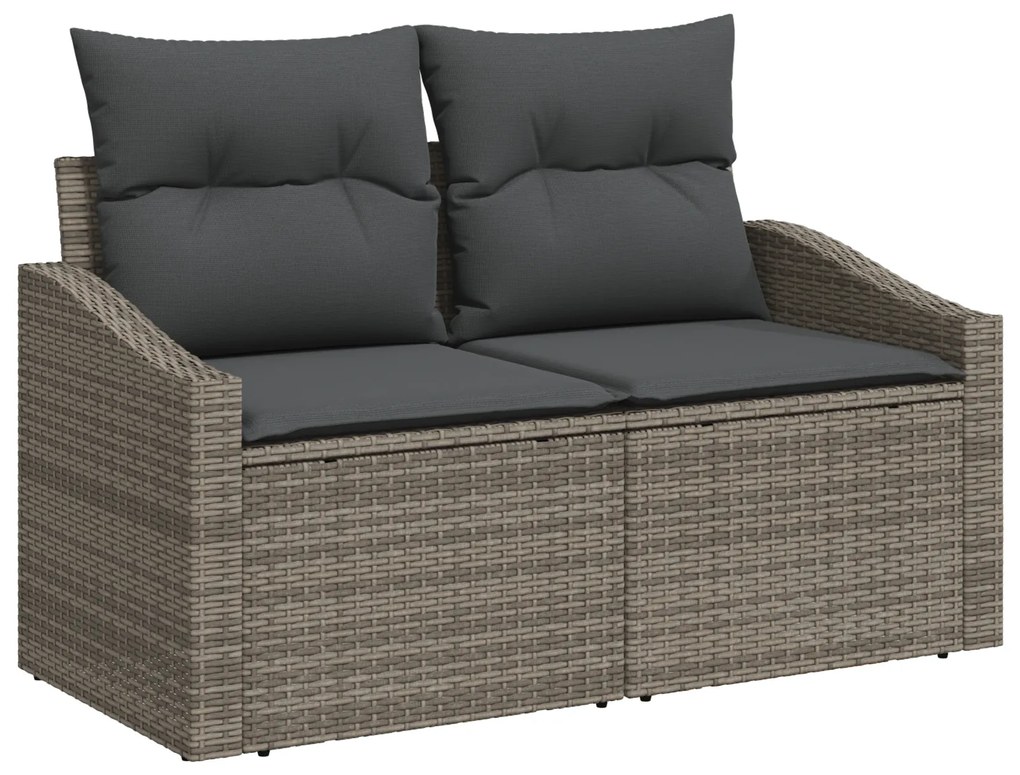 vidaXL Σετ Καναπέ 9 Τεμαχίων με Μαξιλάρια Γκρι Poly Rattan Acacia