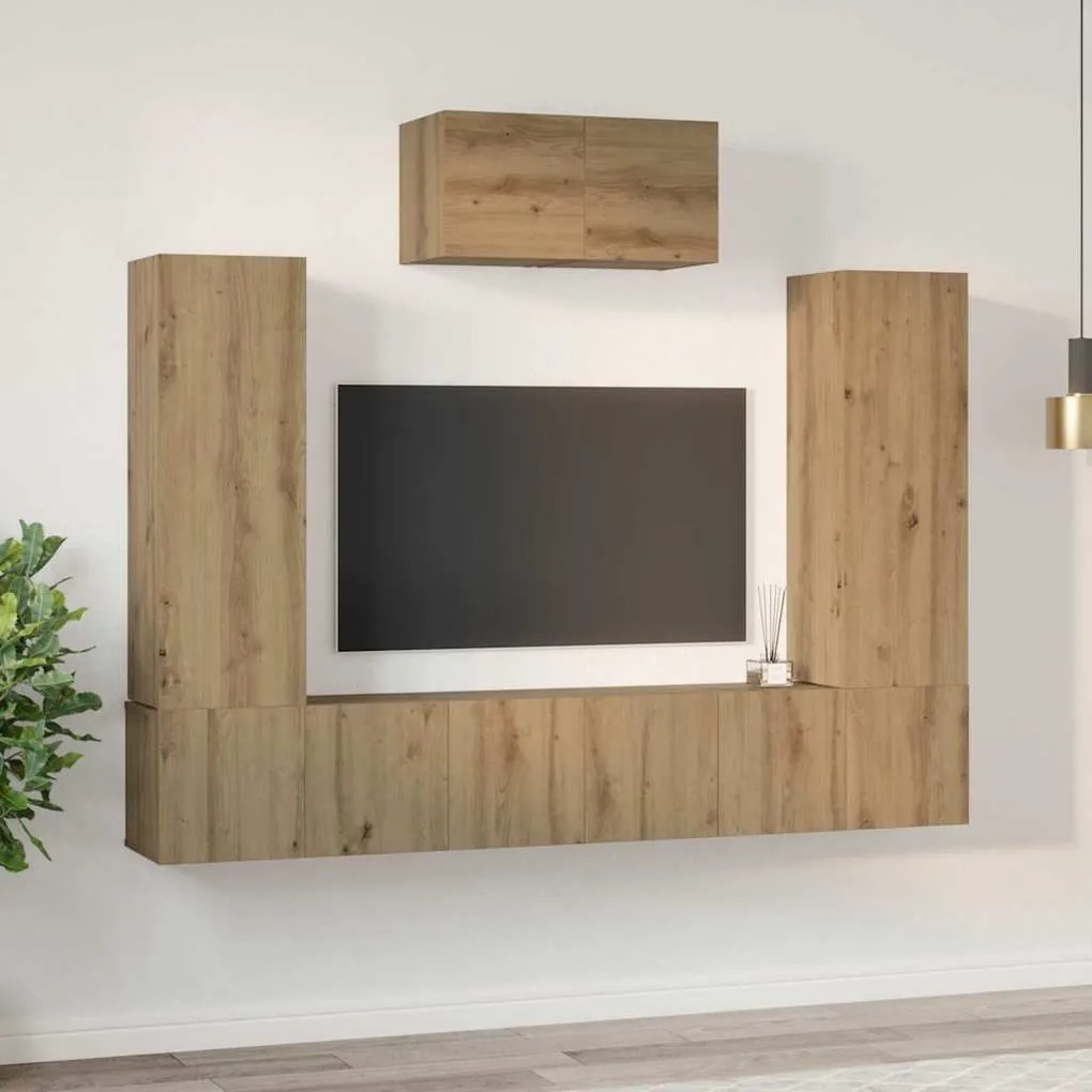 vidaXL Σετ επίπλου τηλεόρασης 7 pcs artisan δρυς 180 x 30 x 120 εκ