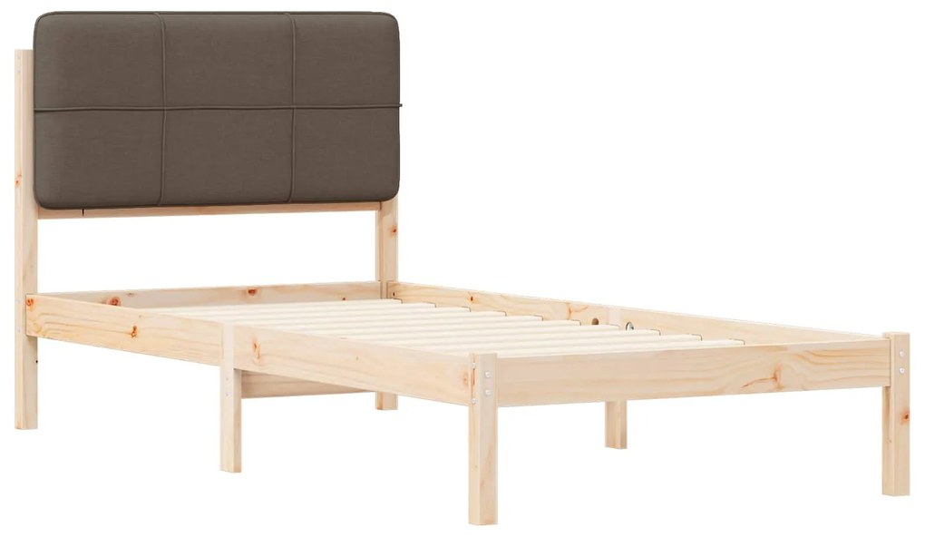 vidaXL Σκελετός Κρεβατιού με Επενδεδυμένο Κεφαλάρι Taupe 90 x 200 cm