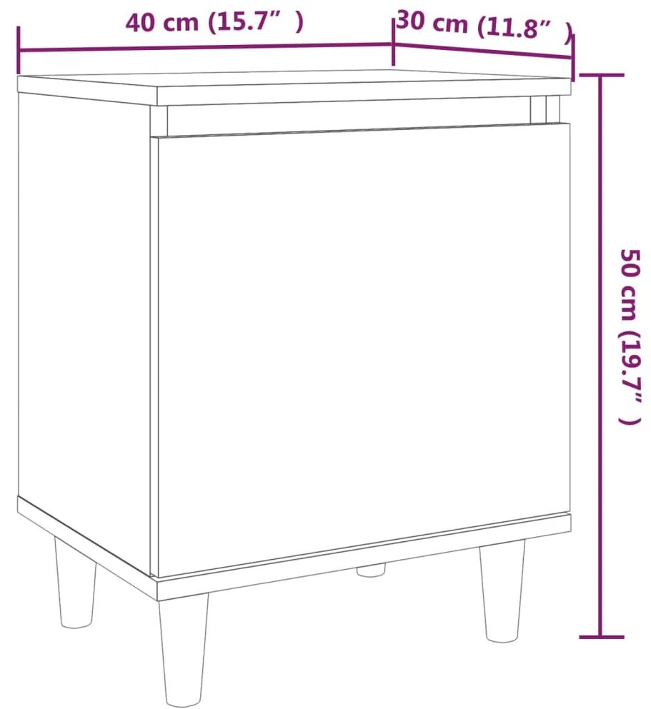 Κομοδίνα 2 τεμ. Καφέ Δρυς 40x30x50εκ. &amp; Μασίφ Ξύλινα Πόδια - Καφέ