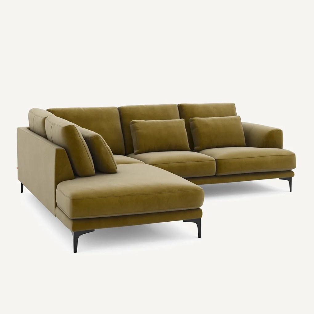 Γωνιακός καναπές με αριστερή κλειστή γωνία και βελούδινη ταπετσαρία, Marsile