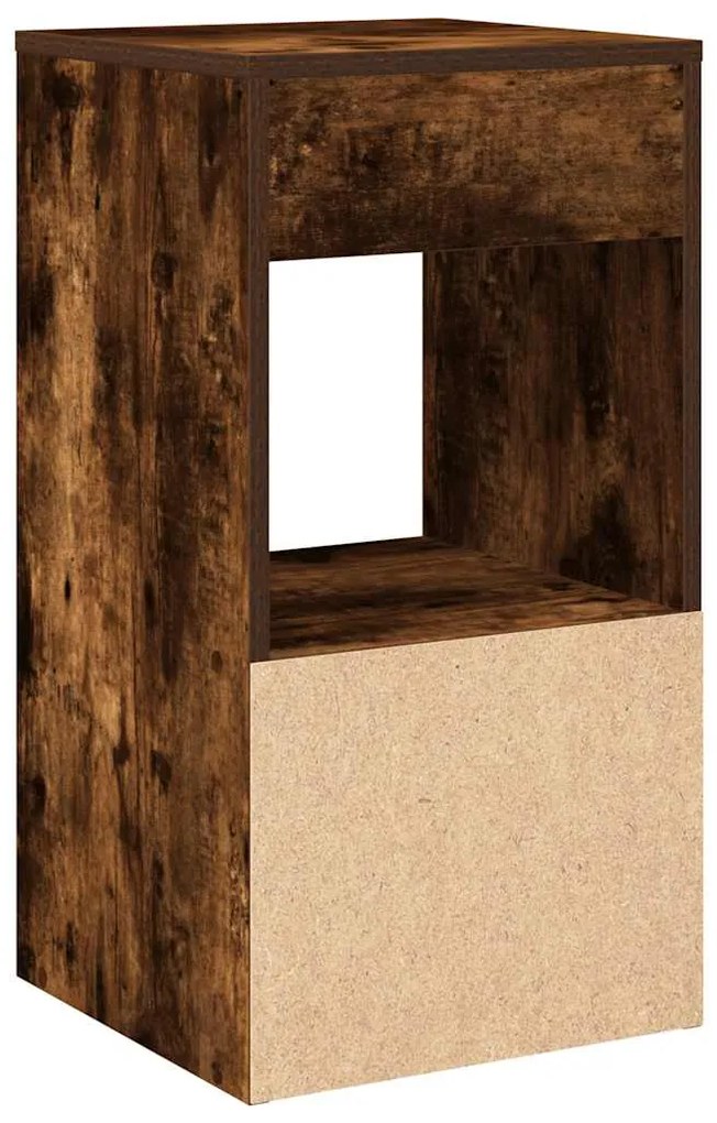 vidaXL Κομοδίνο με συρτάρι Καπνιστή Δρυς 35x34x66,5 εκ.