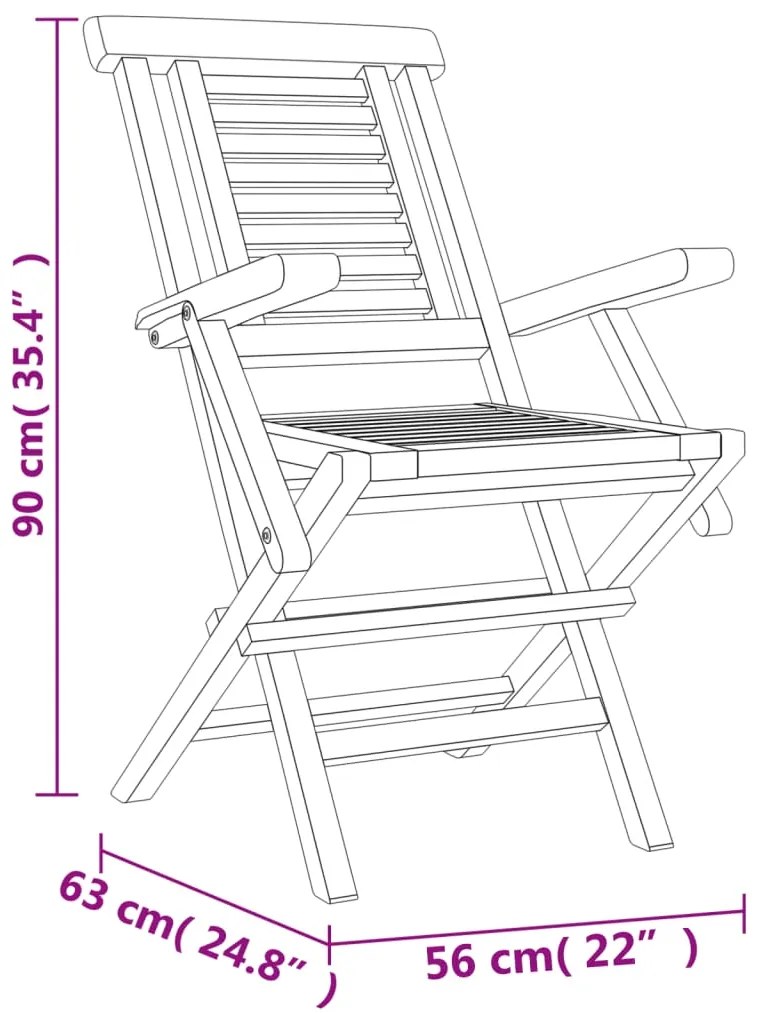 vidaXL Καρέκλες Κήπου Πτυσσόμενες 4 τεμ. 56x63x90 εκ. Μασίφ Ξύλο Teak