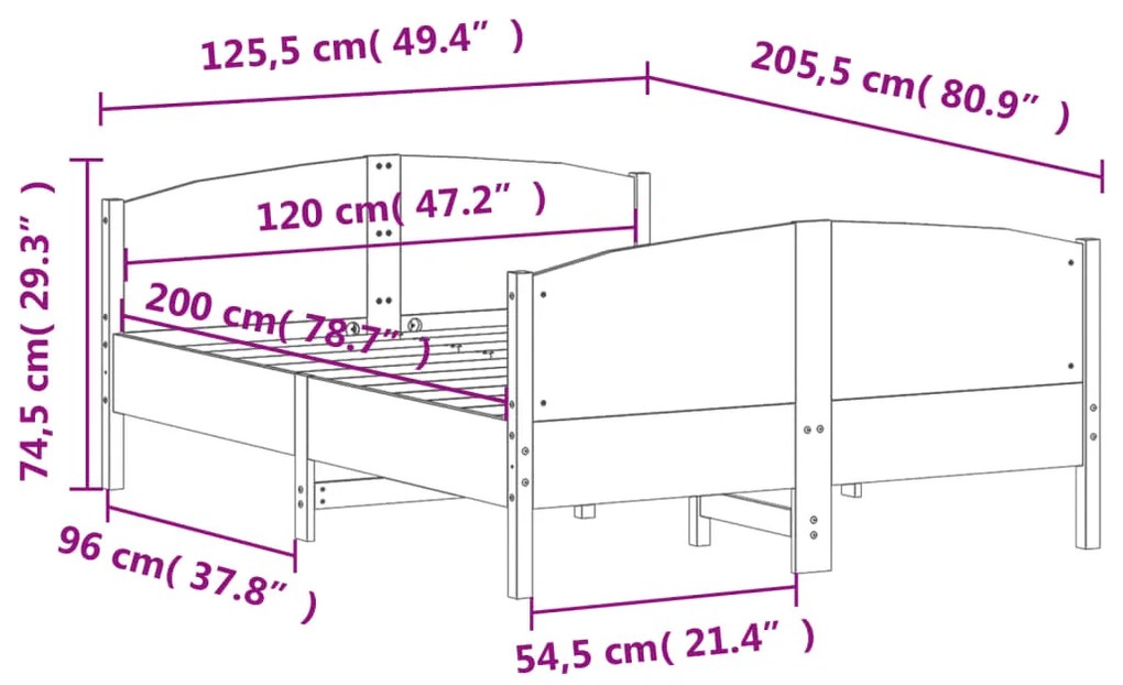 ΠΛΑΙΣΙΟ ΚΡΕΒΑΤΙΟΥ ΜΕ ΚΕΦΑΛΑΡΙ ΛΕΥΚΟ 120X200 ΕΚ. ΑΠΟ ΜΑΣΙΦ ΠΕΥΚΟ 3216177