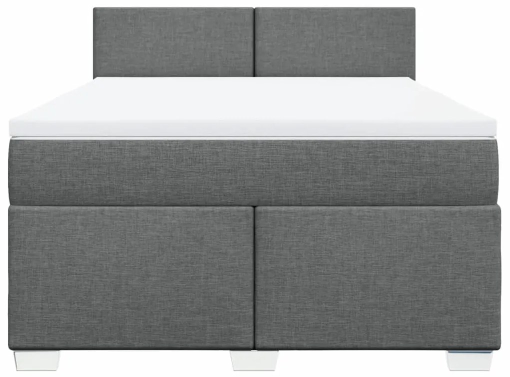 ΚΡΕΒΑΤΙ BOXSPRING ΜΕ ΣΤΡΩΜΑ ΣΚΟΥΡΟ ΓΚΡΙ 160X200 ΕΚ ΥΦΑΣΜΑΤΙΝΟ 3285933